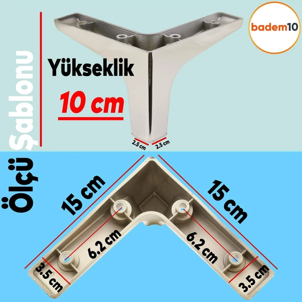 Sedef Lüks Mobilya Kanepe Sehpa Tv Ünitesi Koltuk Ayağı 10 Cm Krom Ayakları (4 ADET) - 2