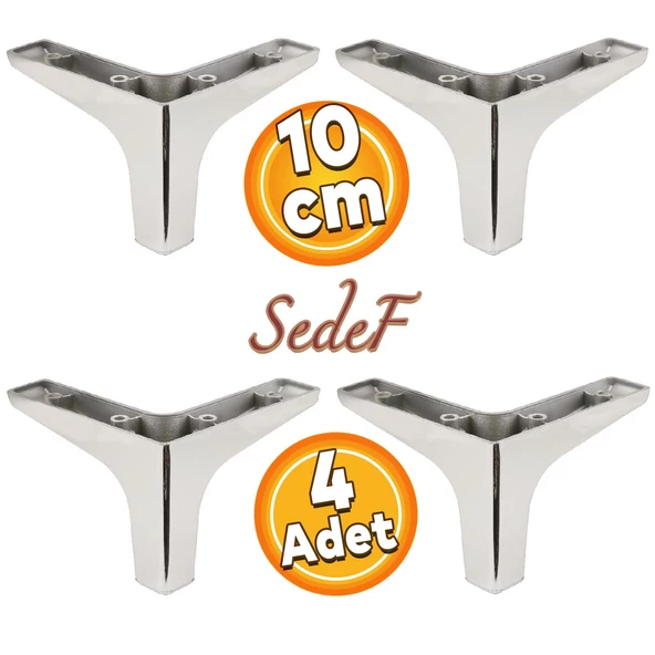 Sedef Lüks Mobilya Kanepe Sehpa Tv Ünitesi Koltuk Ayağı 10 Cm Krom Ayakları (4 ADET)