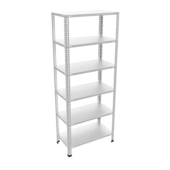 6 Katlı Galvaniz Çelik Raf - Depo, Arşiv, Kiler, Dosya, Market Rafı  43x93 cm 250 cm 0.70 mm