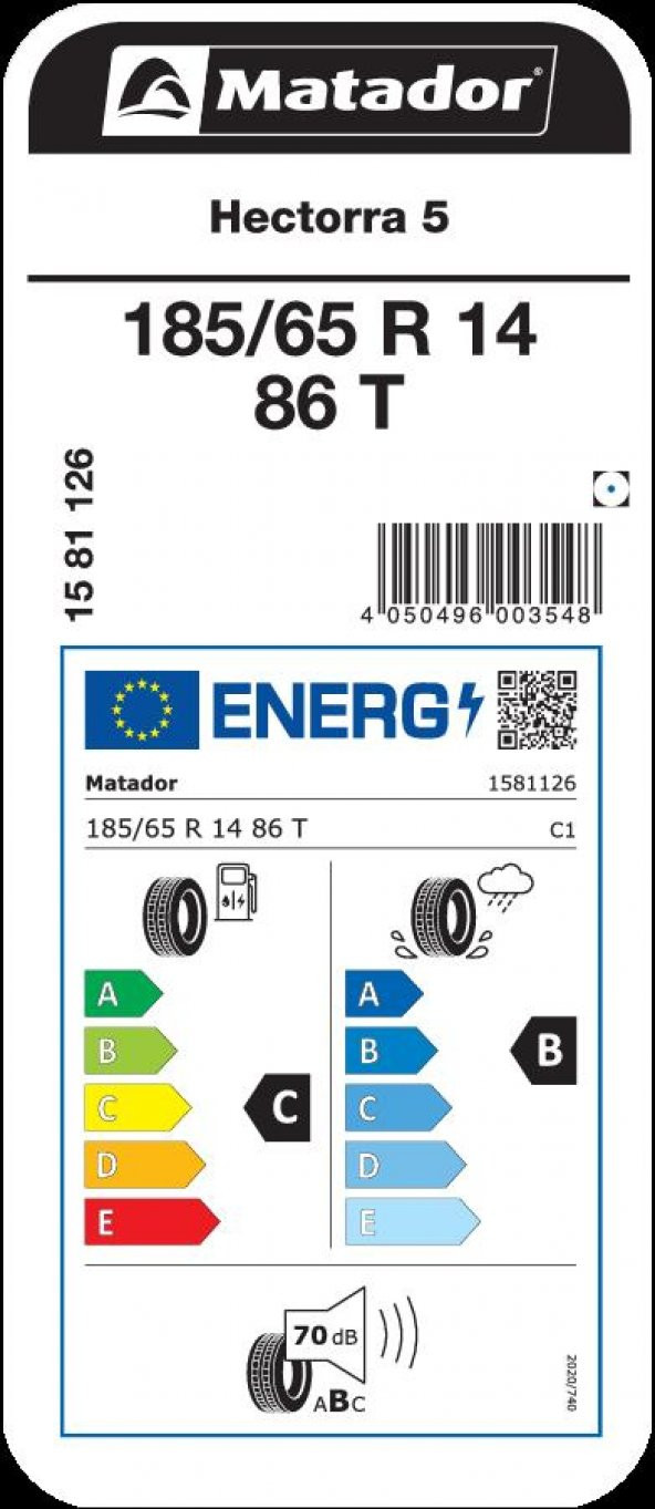 Matador 185/65 R14 86T Hectorra 5 Oto Yaz Lastiği Üretim 2024 - Resim 2