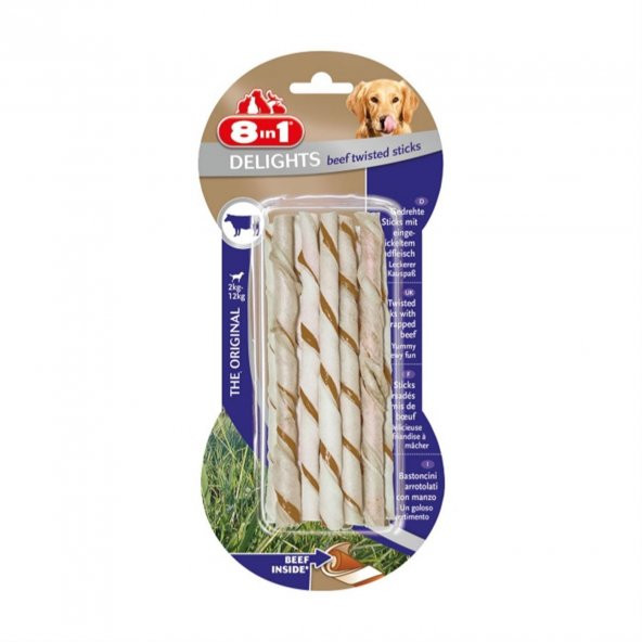 8 in 1 Delights Bones Köpekler İçin Biftekli Ağız Bakım Çubuğu 10 lu 55 Gr ürün görseli