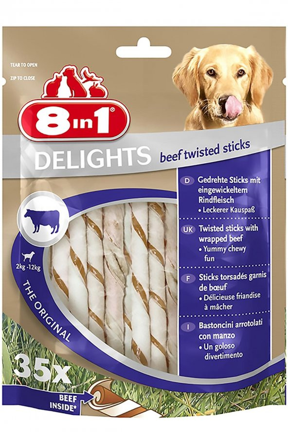 8 in 1 Delights Bones Biftekli Twested Sticks 35 Li