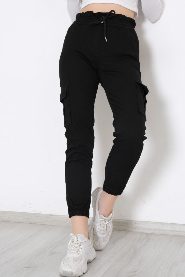 Beli Lastikli Kargo Pantolon Siyah - 8984.160.