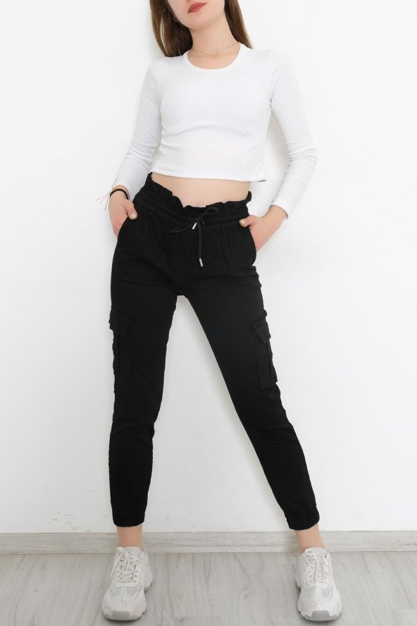 Beli Lastikli Kargo Pantolon Siyah - 8984.160. - 2