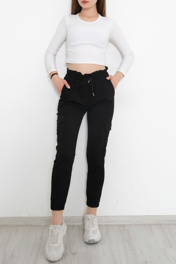 Beli Lastikli Kargo Pantolon Siyah - 8984.160. - 4