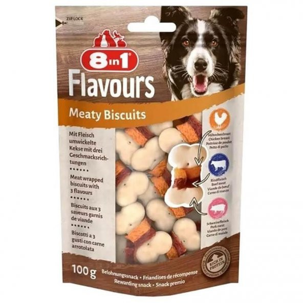 8in1 Flavours Meaty Biscuits Köpek Ödülü 85 Gr