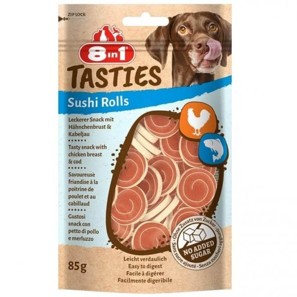 8in1 Tasties Sushi Rolls Tavuklu Balıklı Sushi Köpek Ödülü 85 Gr