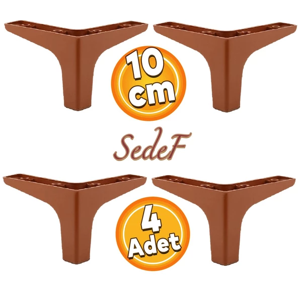Sedef Lüks Mobilya Kanepe Sehpa Tv Ünitesi Koltuk Ayağı 10 Cm Düz Kahverengi Ayakları (4 ADET) ürün görseli