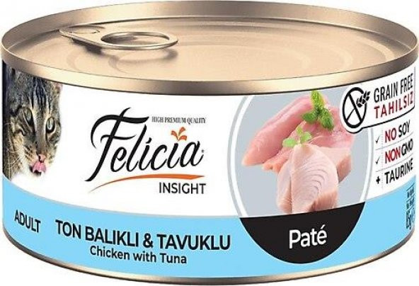 Felicia Tahılsız Ton Balıklı Tavuklu Kıyılmış Kedi Konservesi 85 Gr