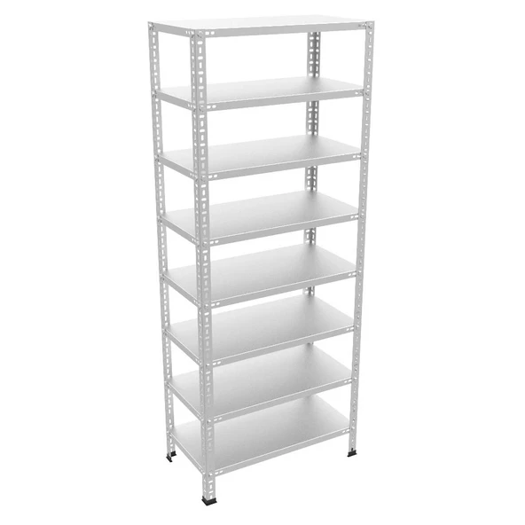 8 Katlı Galvaniz Çelik Raf - Depo, Arşiv, Kiler, Dosya, Market Rafı  59x75 cm 150 cm 1.00 mm - Resim 4