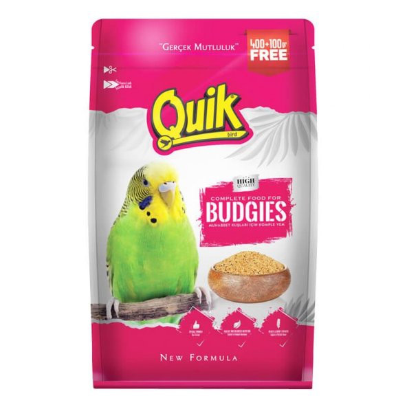 Quik Muhabbet Kuşu Yemi 500 Gr 25 Bedava 400+100 Gr