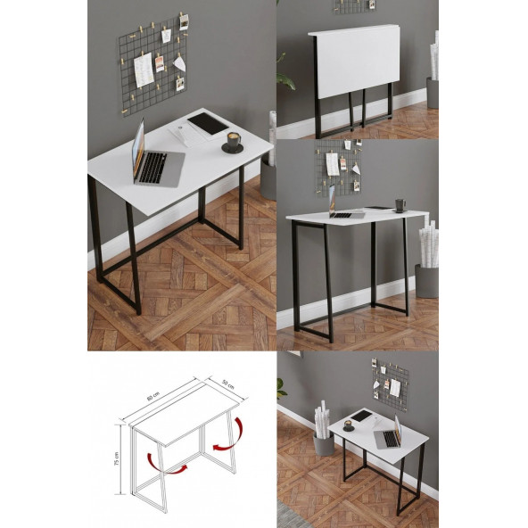 Fahrettin Küçük Work Katlanabilir Çalışma Masası Bilgisayar Masası Çizim Masası Work001 Beyaz