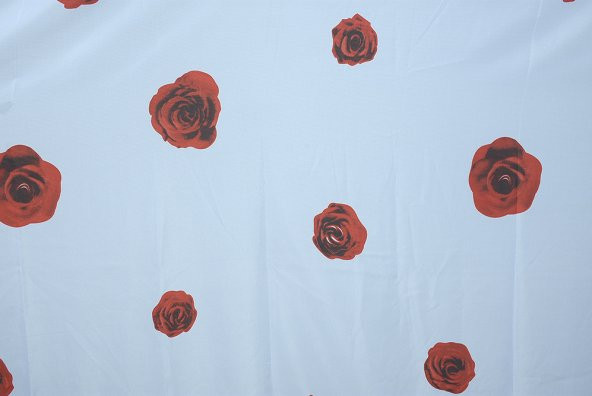 TERGAL GÜLLÜ MODEL BEYAZ RENK TEK KANAT Hazır dikilmiş Pileli Fon Perde 300*260 cm - 4