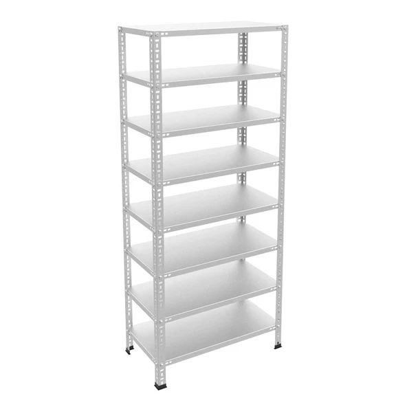 8 Katlı Galvaniz Çelik Raf - Depo, Arşiv, Kiler, Dosya, Market Rafı, Civatalı Raf Sistemi  59x93 cm 200 cm 1.50 mm