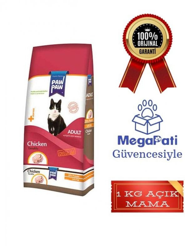 PawPaw Tavuk Etli Yetişkin Kedi Maması 1 Kg Açık Mama