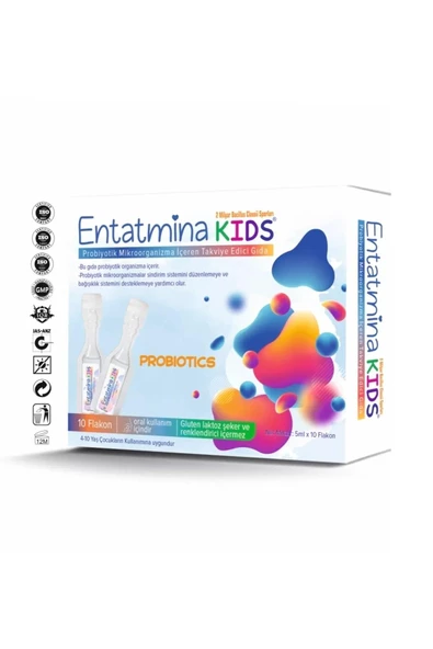 Entatmina kids 10 Flakon 2 Milyar Bacillus Clausii Sporu İçeren Probiyotik 10 flakon