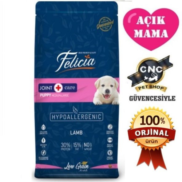 Felicia 1 Kg Açık Mama Kuzulu Büyük Irk Yavru Köpek Maması