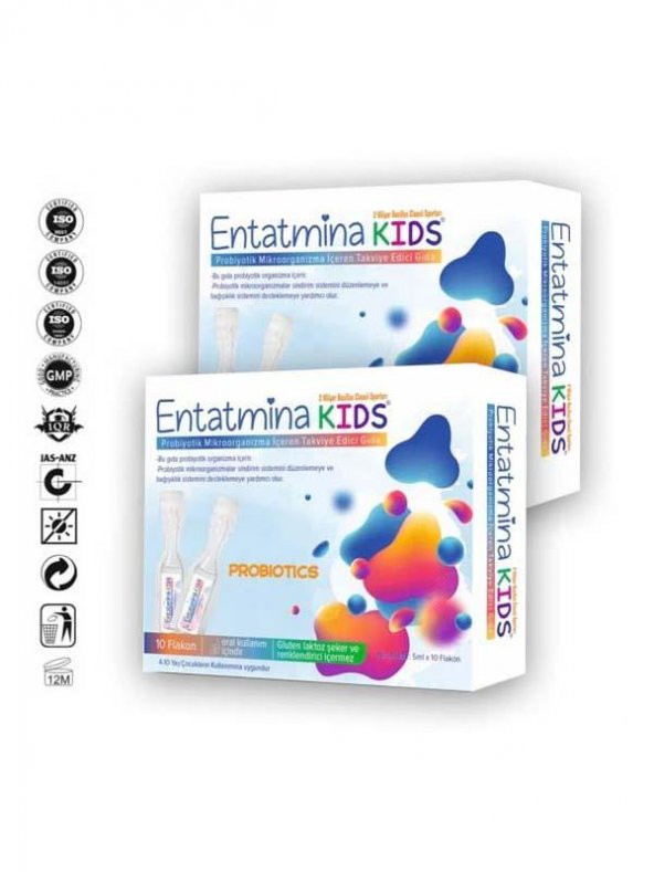 Entatmina Kids 10 Flakon 2 Milyar Bacillus Clausii Sporu İçeren Probiyotik X 2 Paket