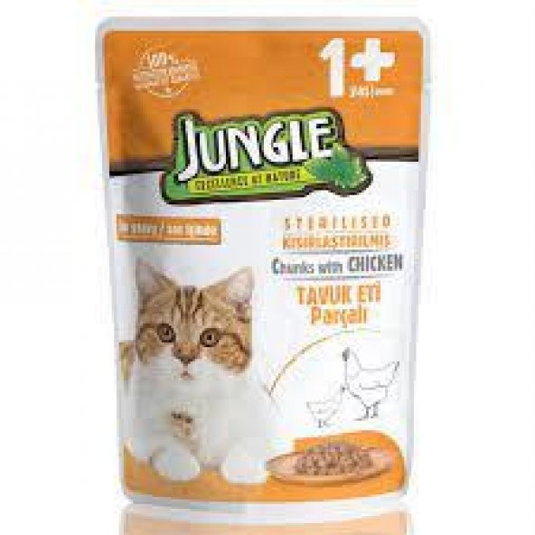 Jungle Pouch Jöleli Tavuklu Kısırlaştırılmış Kedi Konservesi 100gr