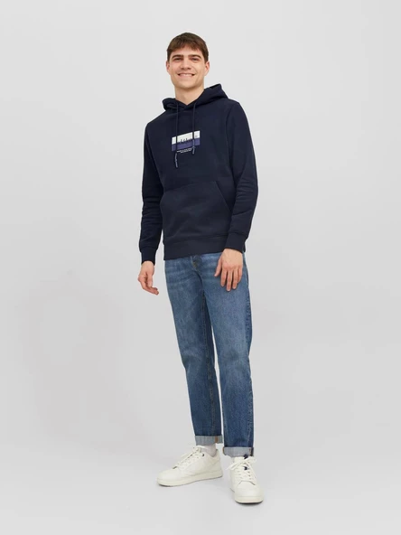 JACK JONES Kapüşonlu Yazı Baskılı Erkek Sweatshirt 12242197 - 3