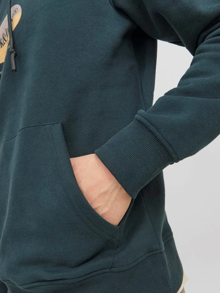 JACK JONES Kapüşonlu Yazı Baskılı Erkek Sweatshirt 12242197 - Resim 4