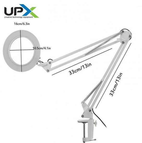 Upx Büyüteç 803L 5x 12w Led Aydınlatma 107 mm Cam Lens 5 Diopter Adaptör Dahil Değildir - 4