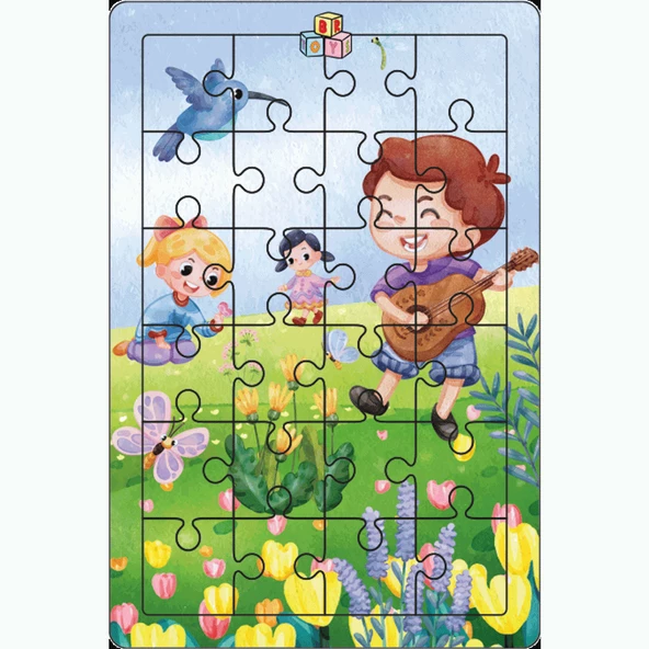 Br Toys Neşeli Çocuklar 24 lü yap Boz puzzle