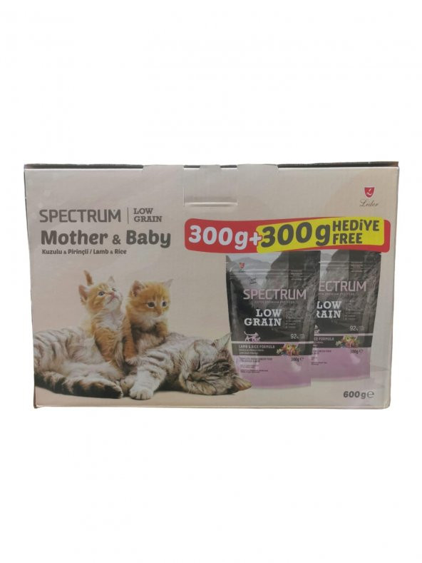 Spectrum Low Grain Mother & Baby Kuzu Etli Yavru Ve Anne Kedi Maması 300g + 300g Hediye