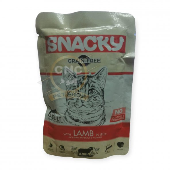 Snacky Tahılsız Jel İçinde Kuzu Etli Yetişkin Kedi Yaş Mama Pouch 85 gr