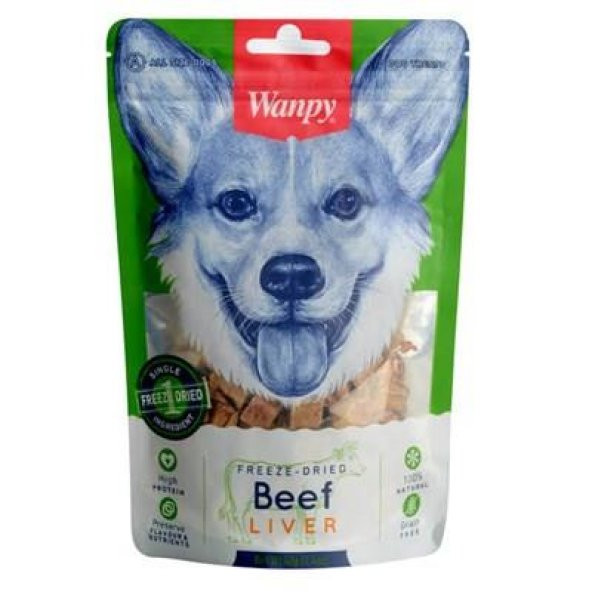 Wanpy 100 Doğal Kurutulmuş Tahılsız Dana Ciğeri Köpek Ödül Maması 40gr