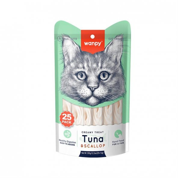 Wanpy Ton Balıklı ve Deniz Taraklı Sıvı Krema Kedi Ödülü 25x14gr