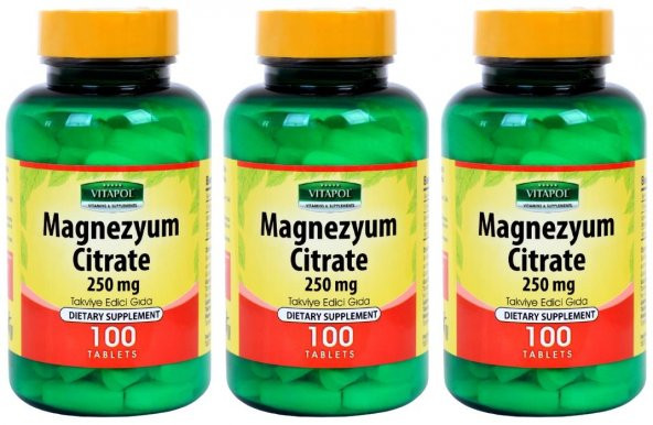 Vitapol Magnezyum Sitrat 3x100 Tablet Vitamin B6 Vitamini Magnesium Citrate