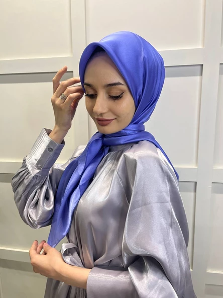 Cosie İpeksi Görünümlü Janjan Eşarp 100x100cm  00906  LİLA - Resim 2