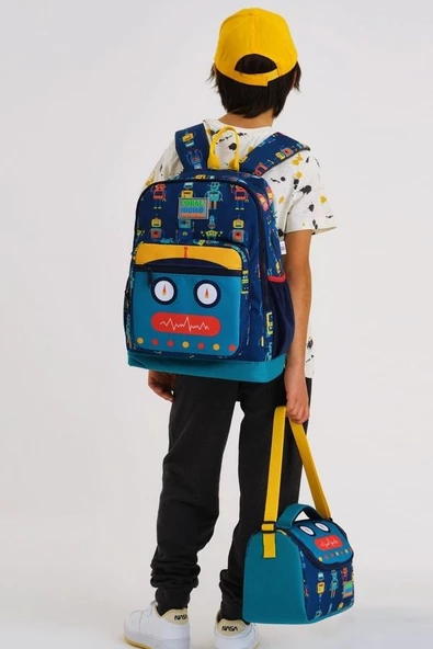 Coral High Kids Lacivert Çivit Robot Desenli 3'lü Okul Çanta Seti - Erkek Çocuk - 2