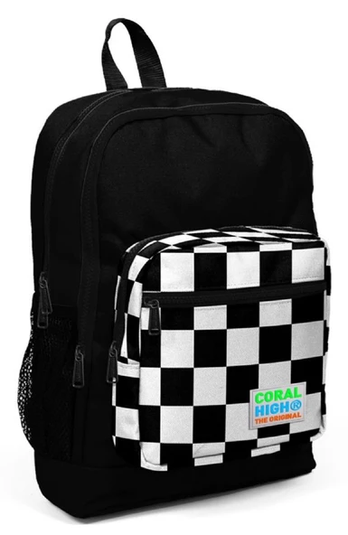 Coral High Kids Siyah Dama Desenli 3'lü Okul Çanta Seti - Kız ve Erkek Çocuk - Resim 2