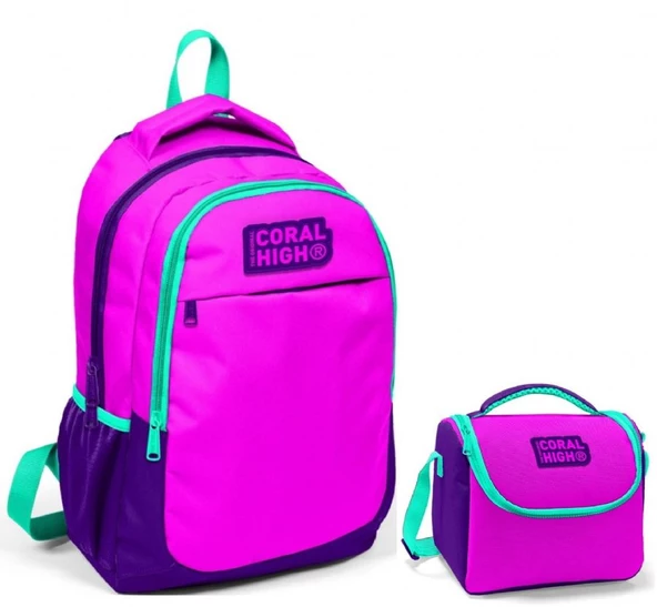 Coral High Pembe Mor Çanta Ve Beslenme Seti