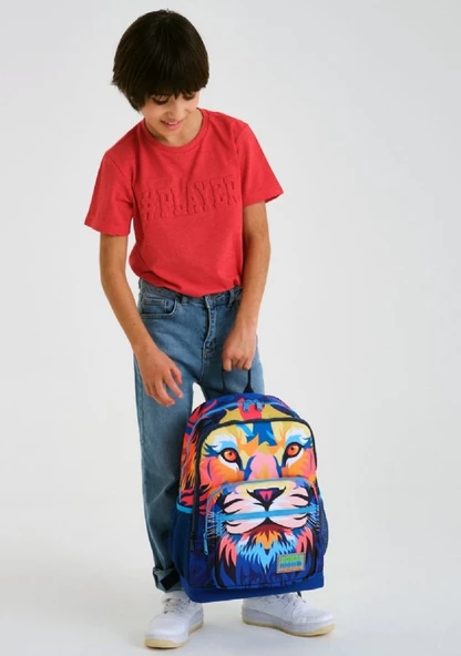 Coral High Lacivert Aslan Okul Sırt ve Beslenme Çantası Seti - Resim 4