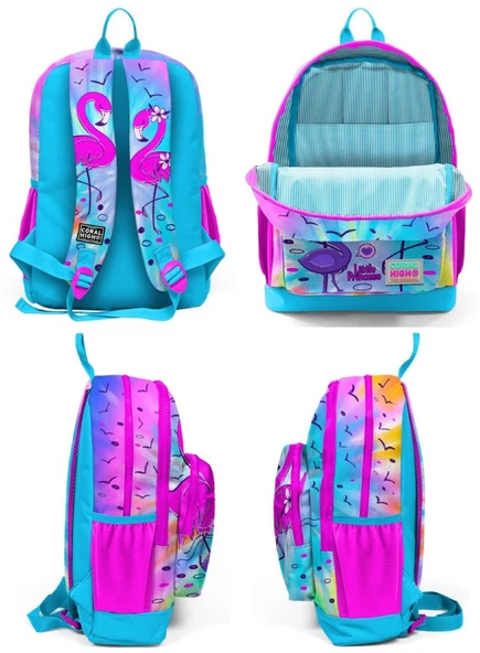 Coral High Pembe Mavi Flamingo İlkokul ve Günlük Sırt Çantası - Kız Çocuk - 4