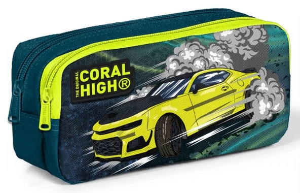 Coral High Yeşil Sarı Araba Erkek Çocuk Beslenme Çantası Seti - Resim 3