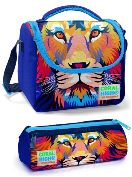 Coral High Mavi Aslan Erkek Çocuk Beslenme Çantası Seti ürün görseli