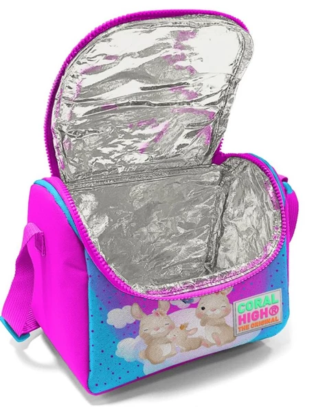 Coral High Pembe Mavi Tavşan Kız Çocuk Beslenme Çantası Seti - Resim 2