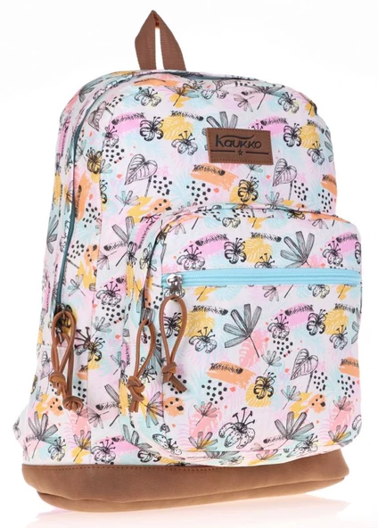 Kaukko Safari Okul ve Günlük Sırt Çantası - Black Flowers - Kız - Ortaokul ve Lise ürün görseli