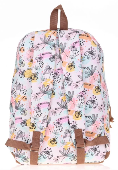 Kaukko Safari Okul ve Günlük Sırt Çantası - Black Flowers - Kız - Ortaokul ve Lise - Resim 2