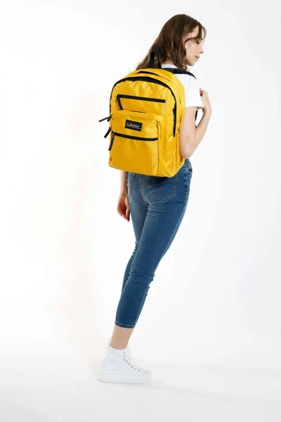 Kaukko Full Pocket Okul ve Günlük Sırt Çantası - Sarı - Resim 3