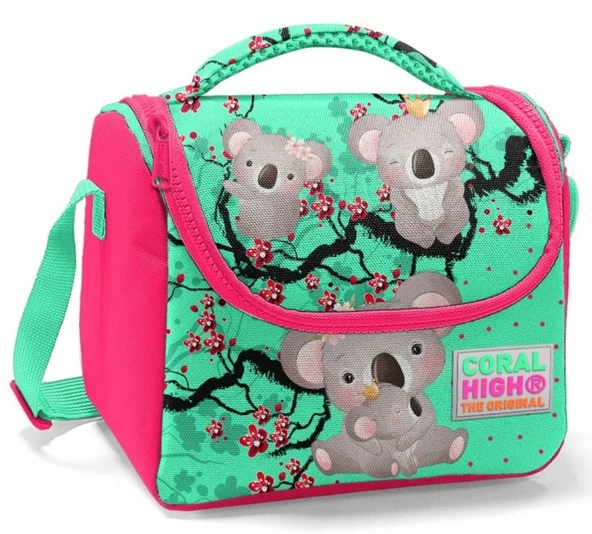 Coral High Okul Çantası ve Beslenme Çantası Seti - Kız Çocuk Yeşil Koala - USB Soketli - Resim 4