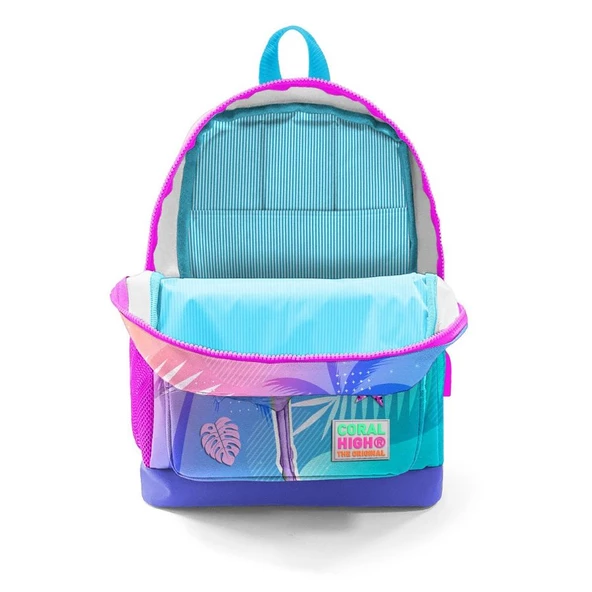 Coral High Okul Çantası ve Beslenme Çantası Seti - Kız Çocuk Pembe Flamingo - USB Soketli - Resim 3