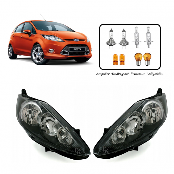 Ford Fiesta 7 Ön Far Lamba Siyah Zemin Sağ Sol Takım 20082013