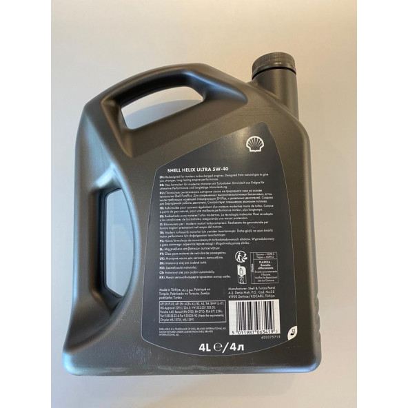 SHELL HELIX ULTRA 5W-40 4 lt TAM SENTETİK 2023 ÜRETİM - 2