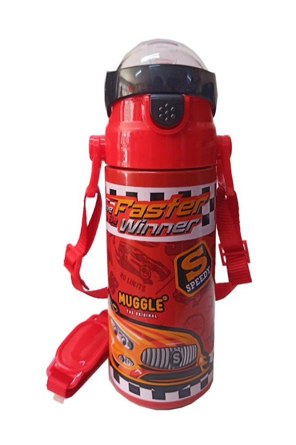 Erkek Çocuk Matara 550 ml Kırmızı 1 Adet Çelik Suluk Okul Matarası Öğrenci Suluğu - 2