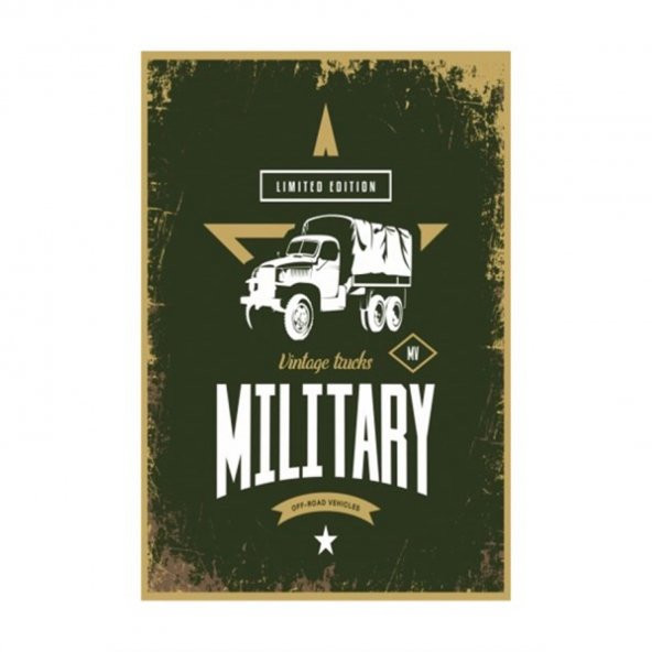 Askeri Araç Retro Vintage Ahşap Poster